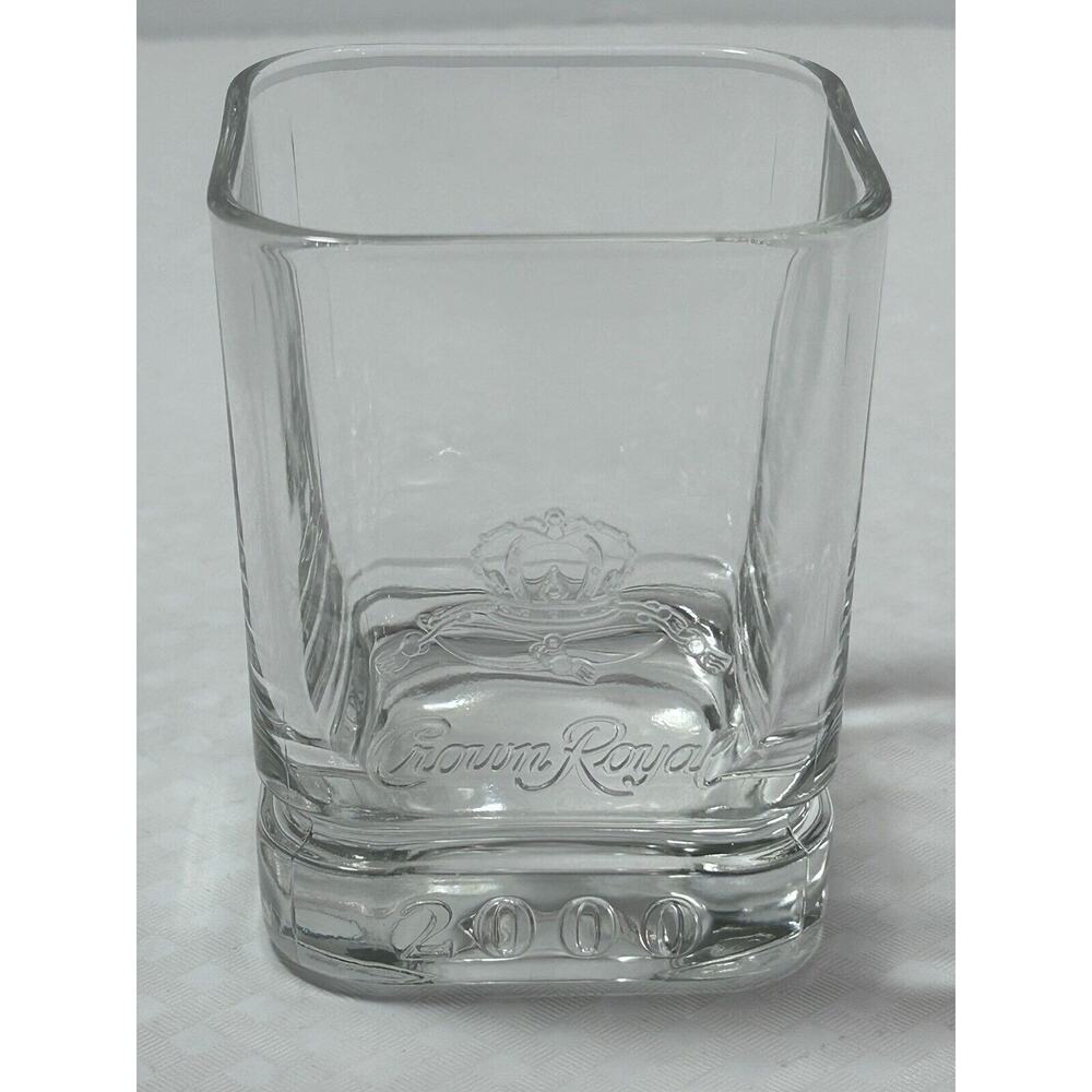2000 Millennium Crown Royal Low Ball‎ Rocks Man Cave Glass - Square, Whiskey